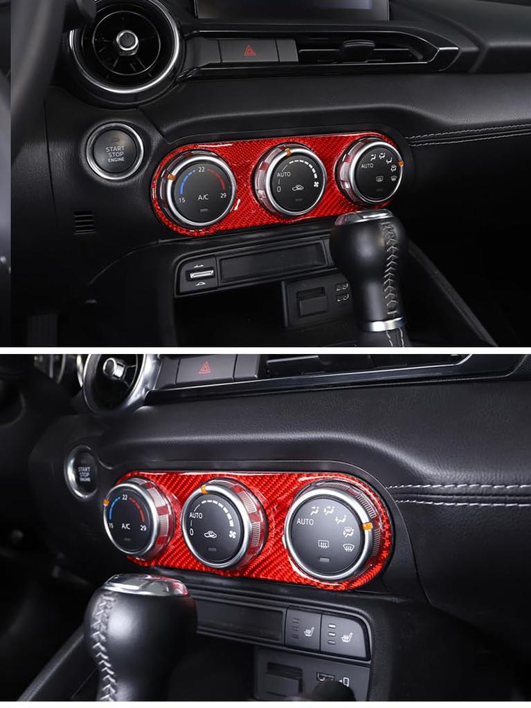 Hcilloend Carbon Fiber Air Conditioning Switch Air Conditioning Control Air Conditioning Knob Air Conditioning Control Cover for New Mazda Roadster RF
