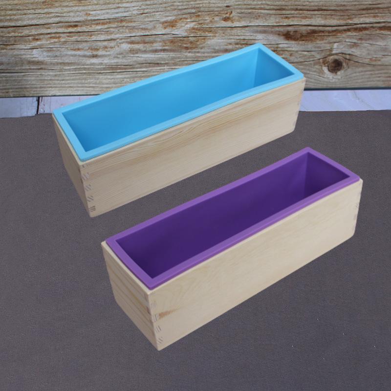 Rectangular Wooden Box and Silicone Soap Mold, 1200g DIY Tool