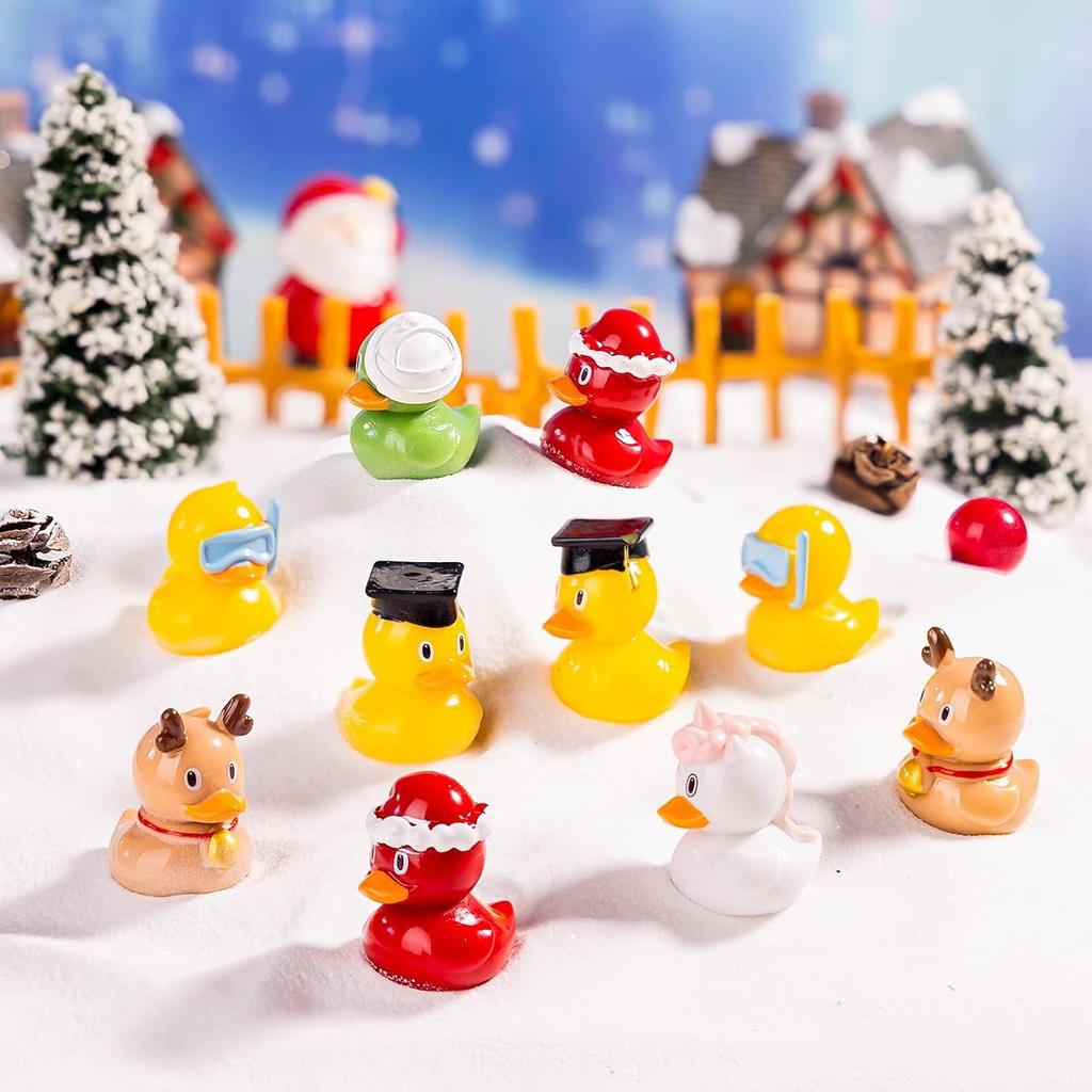 Nietoksyczne 8 Stylów Mini Figurki Kaczek Kolekcja Żywiczne Ozdoby Zestaw Do Ogrodu Bajkowego DIY Wystrój Mikrokrajobrazu