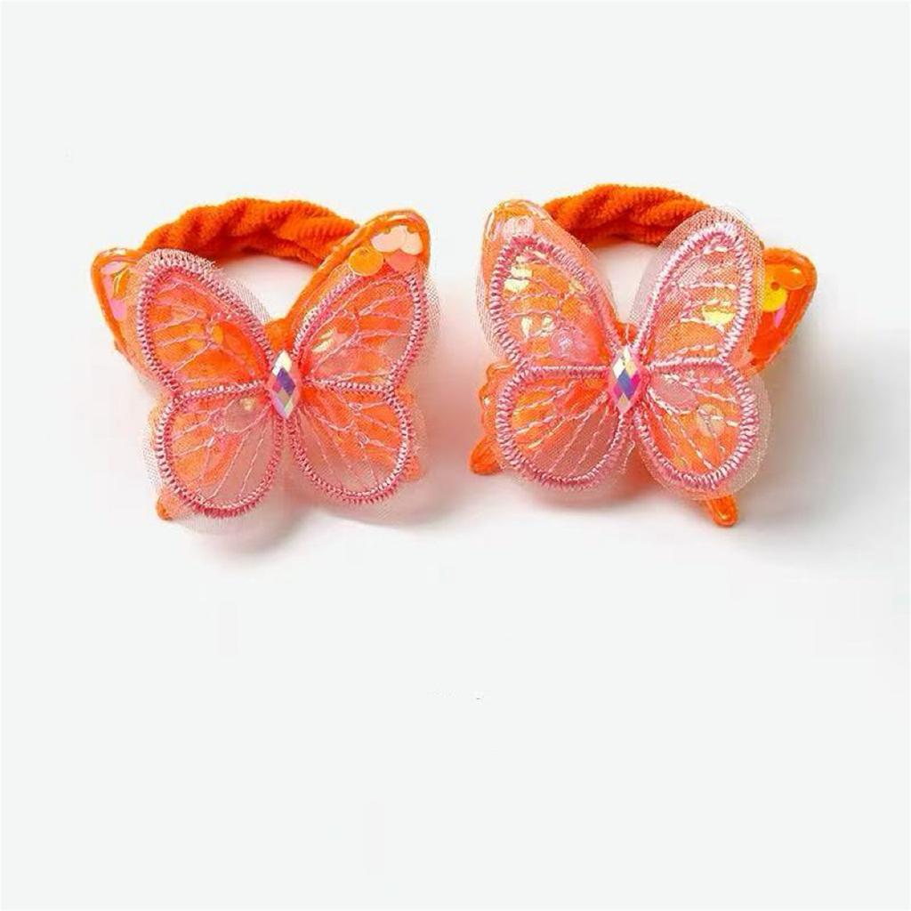 Sparkling Butterfly Hair Bands For Girls Stretchy Elastic Kids Hair Ties Non Slip Glitter Accessories For Toddlers