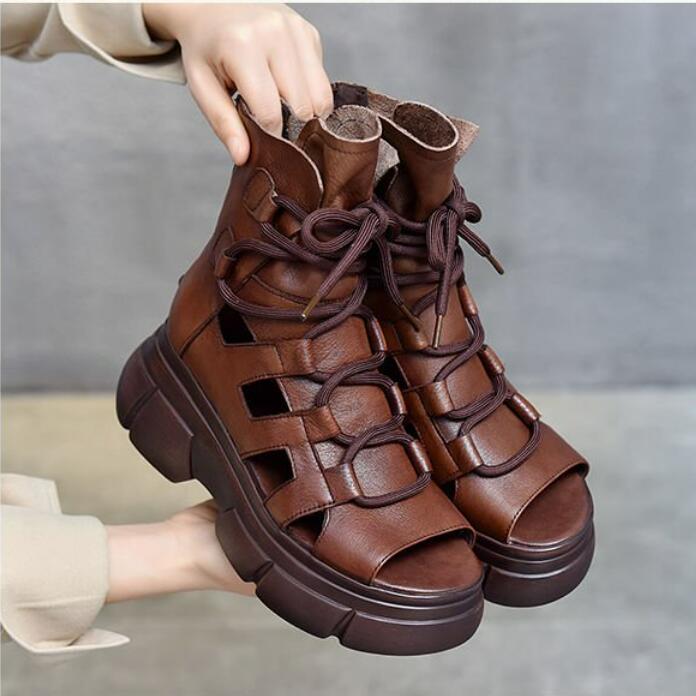 Fashion New Summer Hollowed-out Breathable Thin Roman Sandals Women High-heeled Platform Sandals Wedge Platform Gladiator Shoes