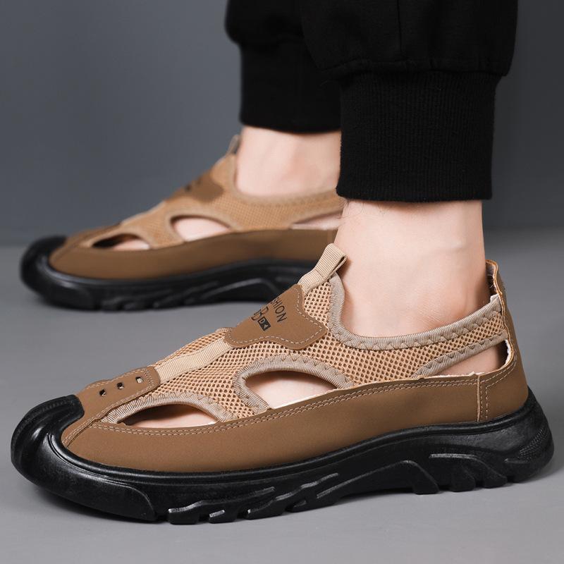 Summer breathable men's bag head sandals hollow mesh hole wading shoes outdoor light sports leisure beach shoes