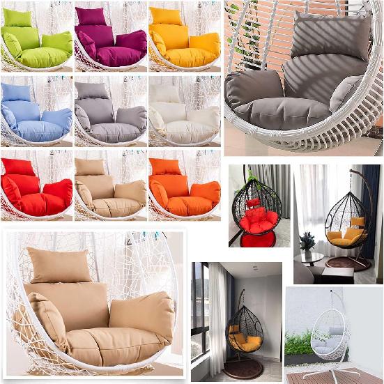 Poduszka na fotel jajko tylko, Zewnętrzna wisząca poduszka siedziska fotela huśtawkowego, Pogrubiona wodoodporna zmywalna poszewka na poduszkę fotela hamakowego z zagłówkiem