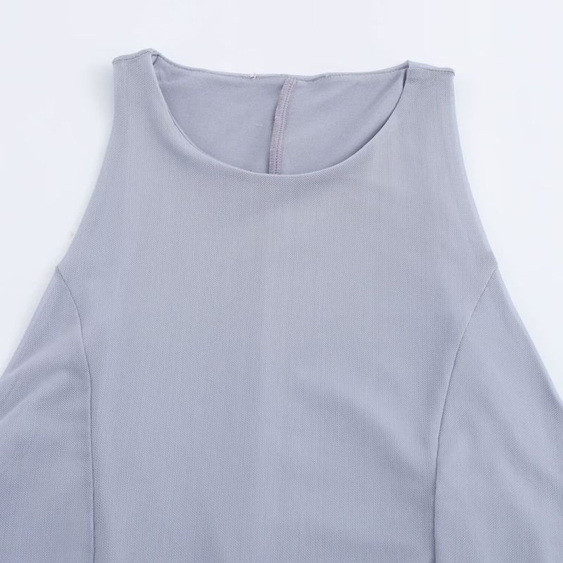 Zbzr Autumn New Women Clothes Solid Slim Fit Elegant Triangle Cloth Silk Net Long Dress 5039830