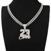 Diamond 23 Digital Pendant Necklace: European-American Hip-Hop Style Cuban Chain