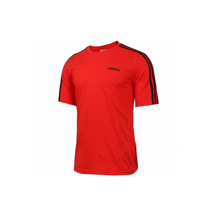 adidas E 3S Tee Classic Stripe Training Sports Round Neck Short Sleeve Red Men s DU0444 S
