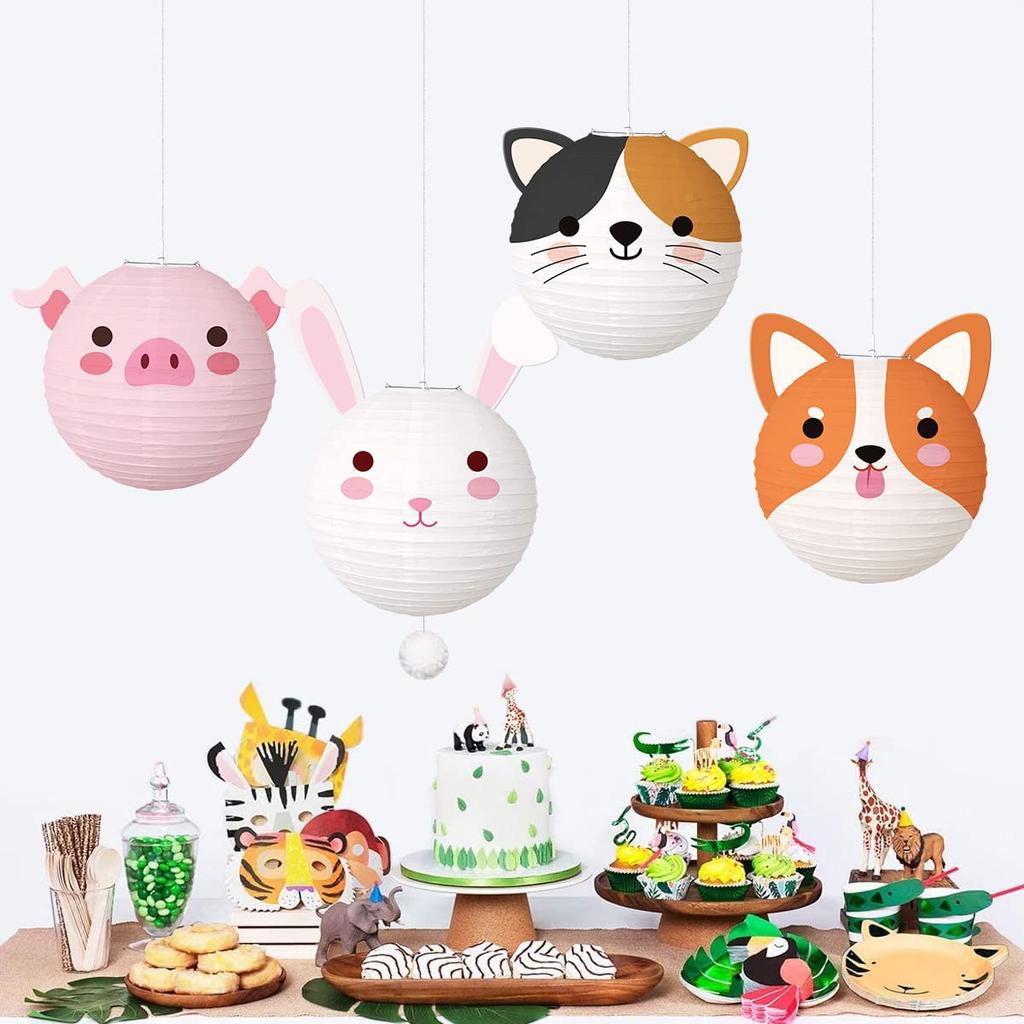 DUOLEIMI Animal Paper Lanterns, 10 Pieces, Cute Obon Paper Lanterns, DIY Obon Lanterns, Obon Decorations with LEDs and Handles, Perfect for Summer