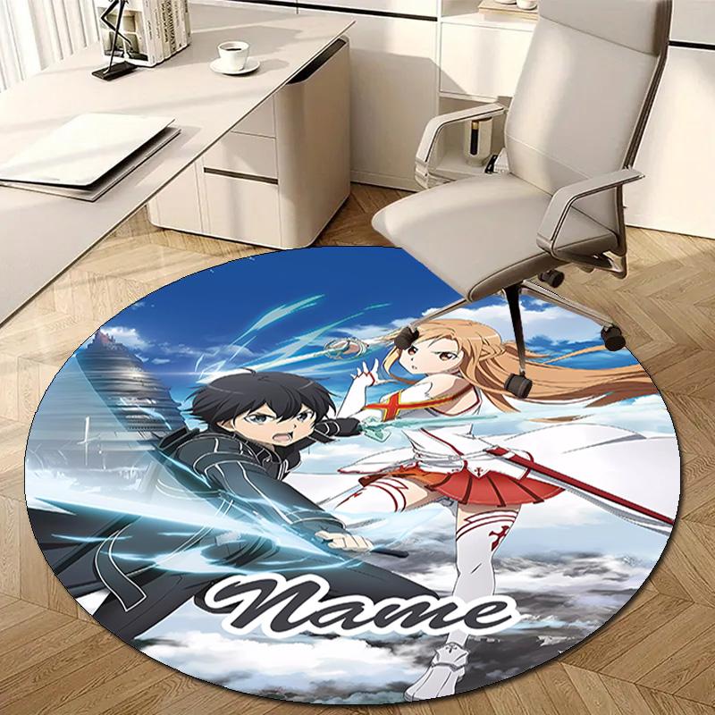 Personalized S-Sword Art Online Round Chair Office Rug - Perfect for Mat, Office Chair & More - Ideal Gift for Birthdays and Holidays