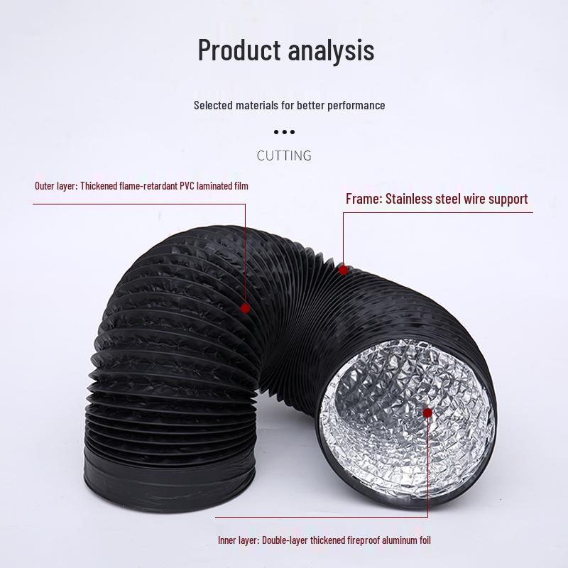 Thickened Three-Layer PVC/Aluminum Foil Flexible Hose for 150/170/160/180 Range Hood Vent Connection