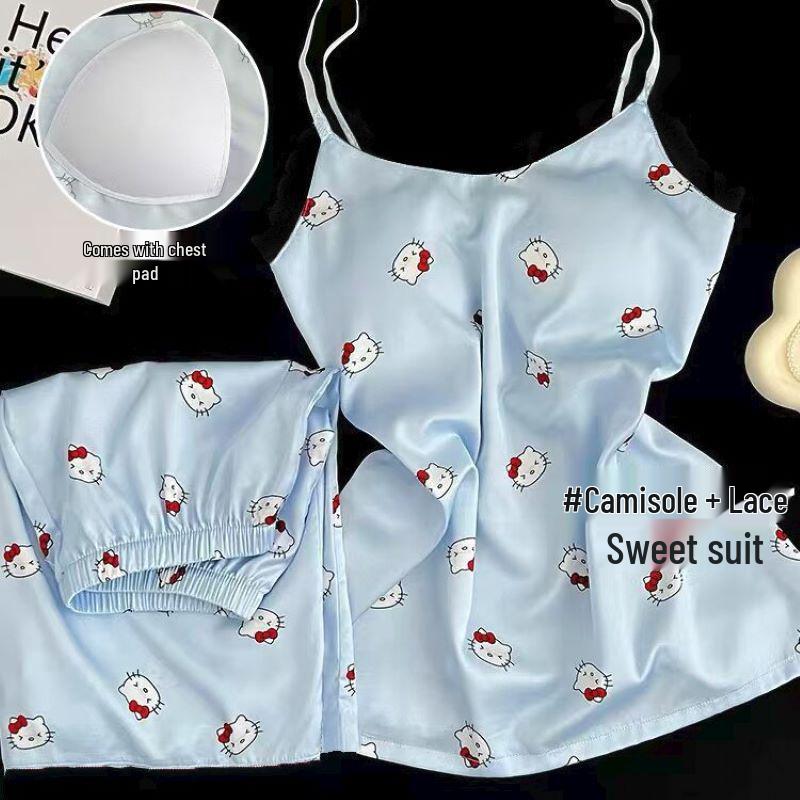 

Women s Padded Camisole Pajama Set, Two-Piece Thin Outerwear Shorts & Vest, Imitation Cotton Woven, Pure Cotton Homewear Size XL-2XL