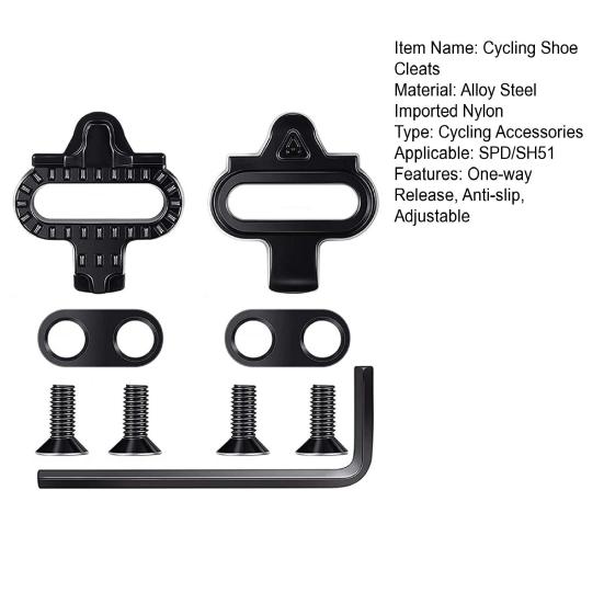 1 Set of Bicycle Shoe Cleat Anti-Slip Cycling MTB Bike Cleats One-way Release Cleats Road Bike Cleat Compatible with SPD SM SH51 Easy Installation