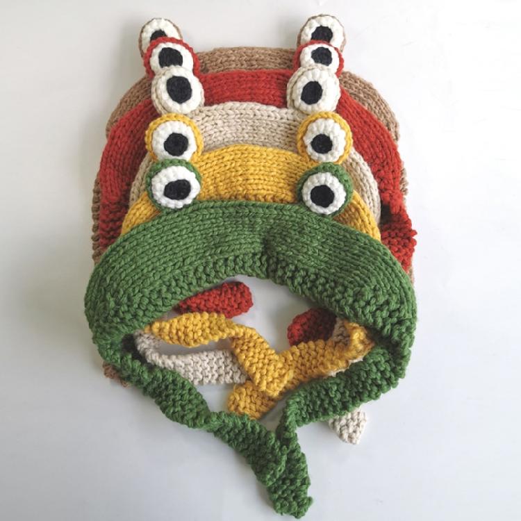 Cute for Frog Hat Big Ears Headgear Cartoon Knitted Hat Winter Warm Headdress