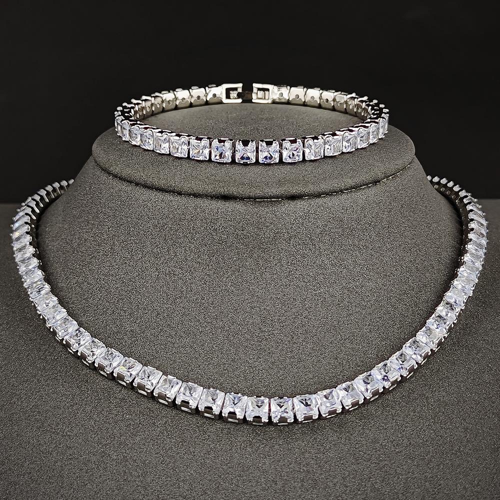 2026 New Trendy white Color bracelet bangle and Necklace Pendant Set for Women Anniversary Gift Jewelry Wholesale s7207-x7330