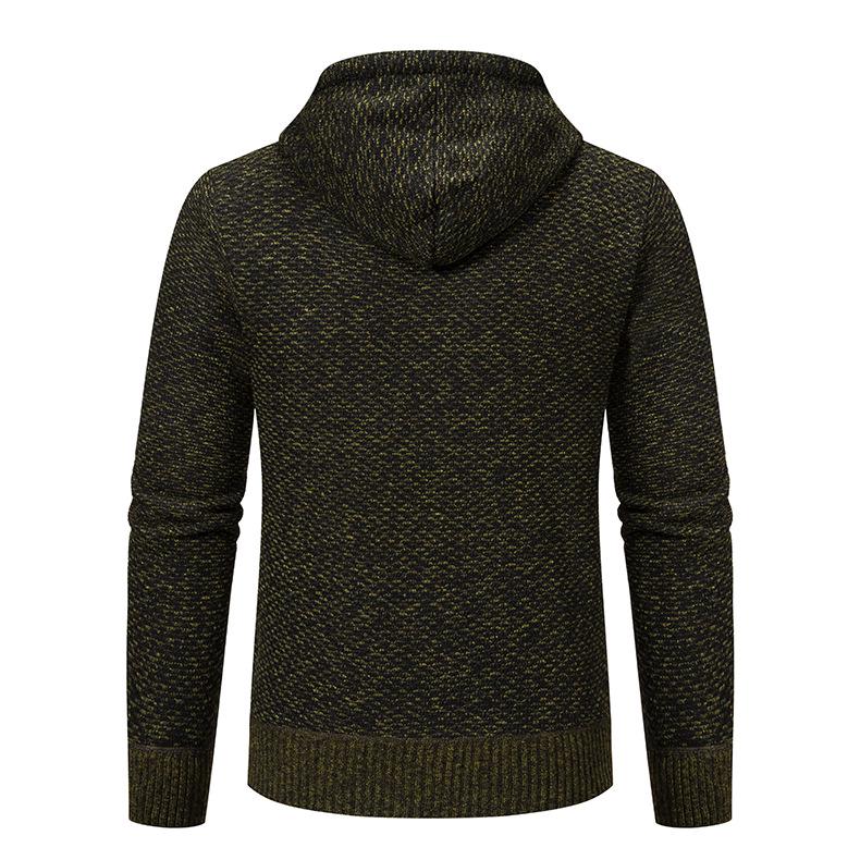 Men's Hooded Fleece-Lined Knitted Cardigan - Thick, Plus Size, Autumn/Winter 2023 Collection.
