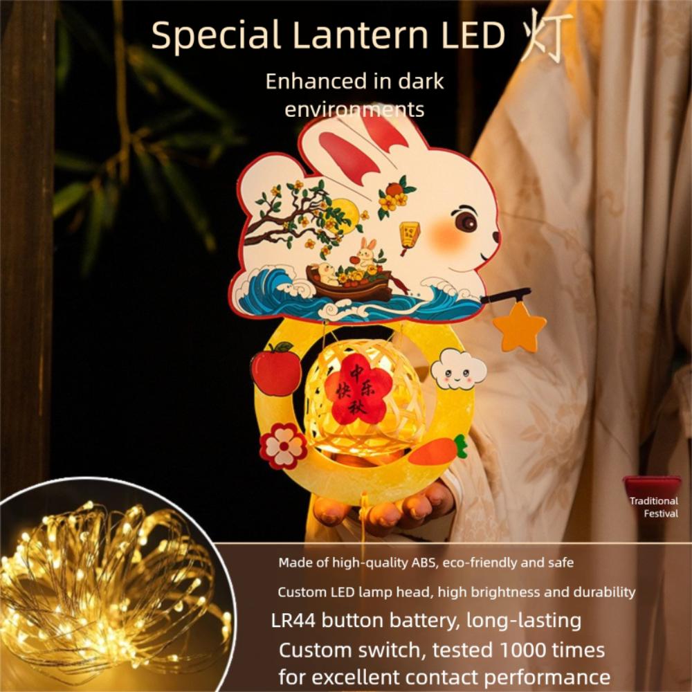 DIY Craft Middle Autumn Festival Lantern Cartoon Hanging Rabbit Lamps  Moon Festival