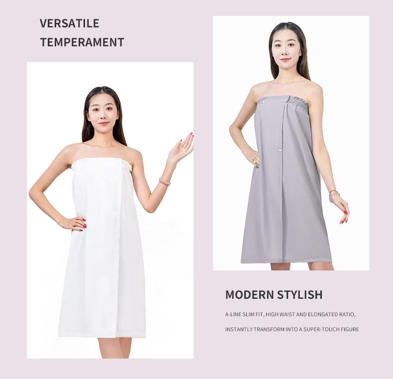 Women's Cotton Bathrobe: Absorbent Wraparound Bandeau Dress