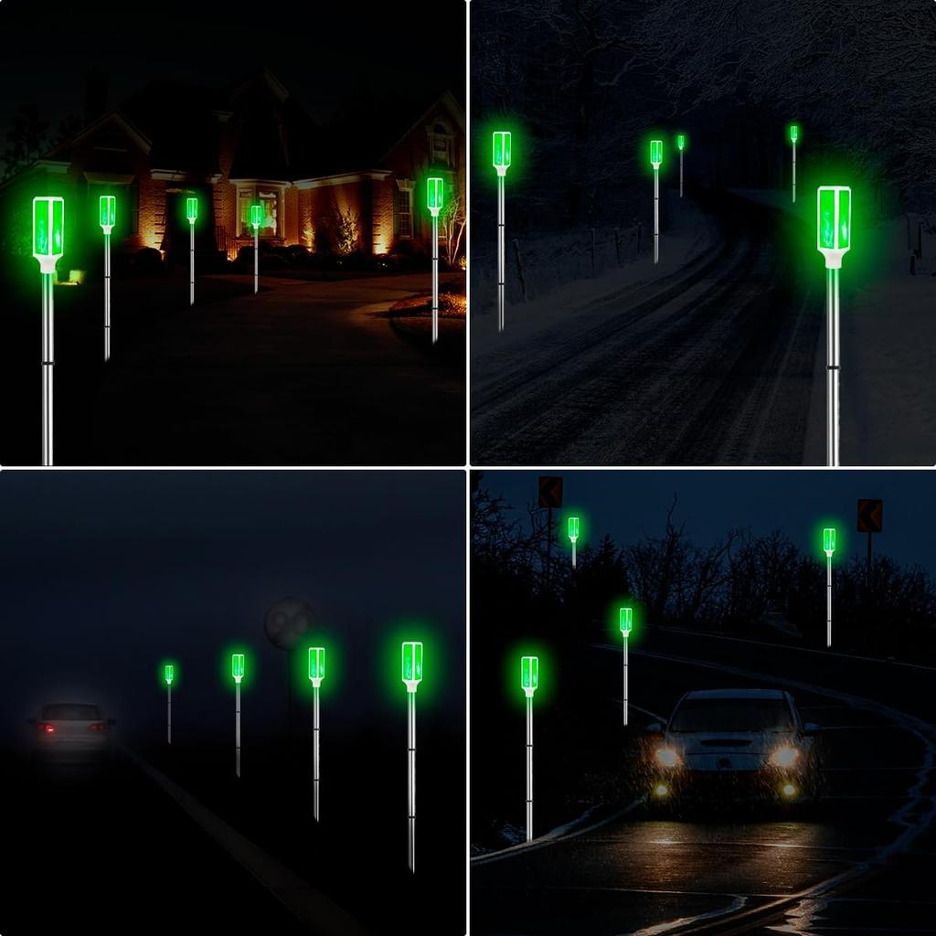 Aolyty Solar Lights Outdoor, Waterproof Driveway Markers Reflective, Warning Flash Light with 2 Lighting Modes, LED Solar Light 4 Pack for Parking