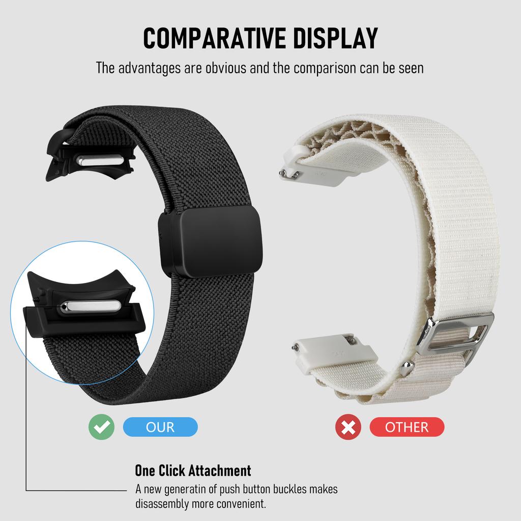 Magnetic Nylon loop Band For Samsung Galaxy Watch 7 6 4 classic No Gaps bracelet Galaxy watch 6 4 5 pro 44mm 47 40mm 20mm straps
