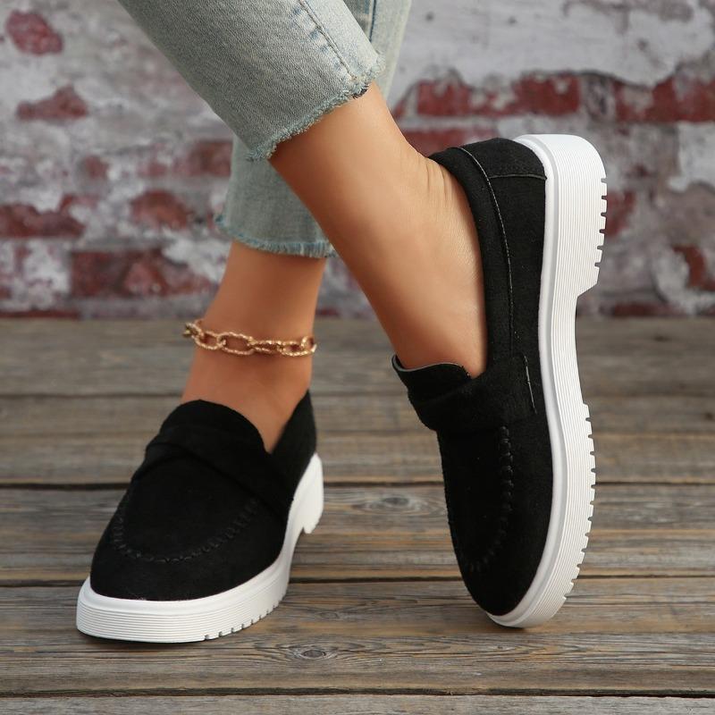 2026 Classic Hot Sale Flat Female New Style Thick-soled Casual and Comfortable Loafers Leather Fashion Shoes Suede Walking
