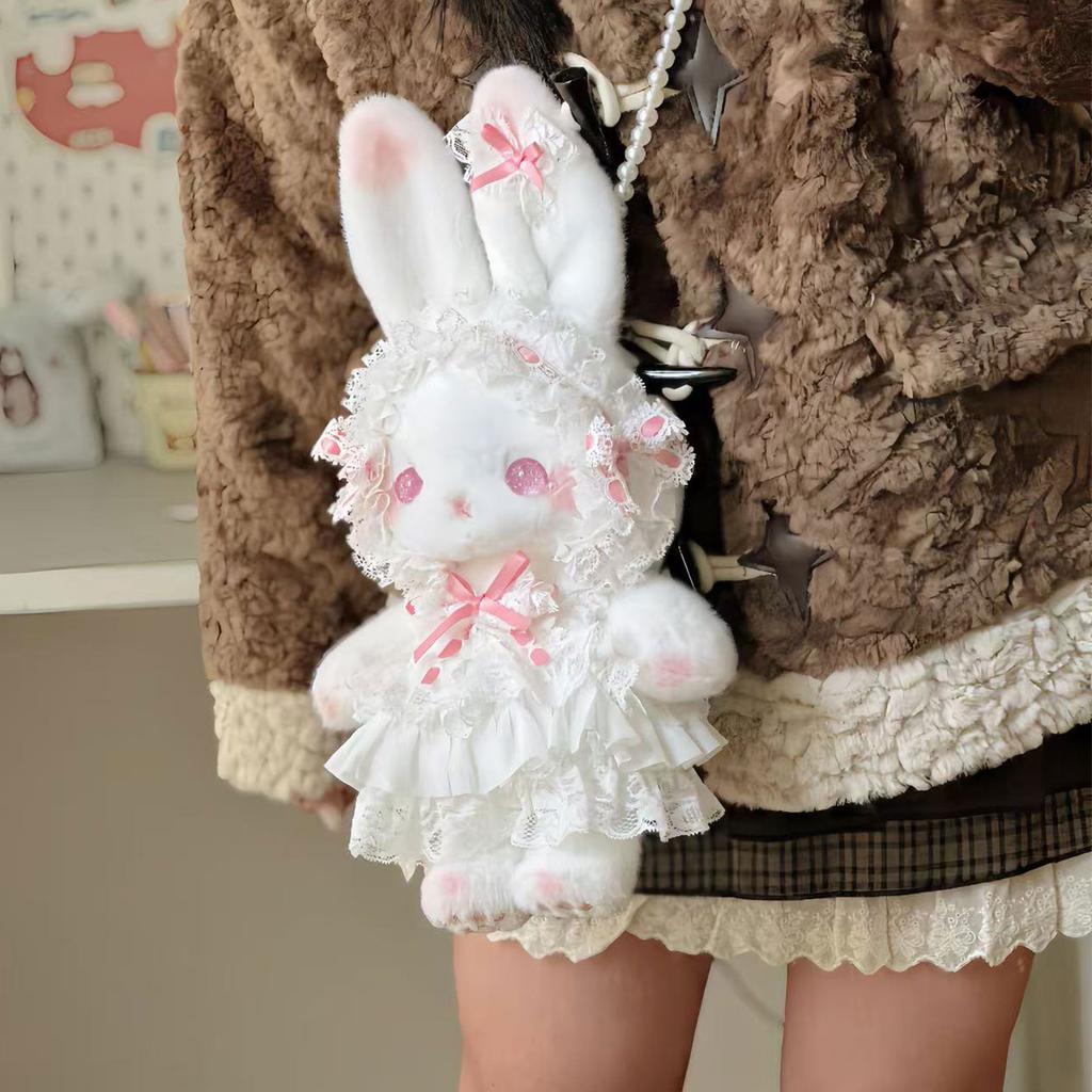 Cute Rabbit Plush Crossbody Bag Lolita Style Girls Kids Daily Shoulder Backpack
