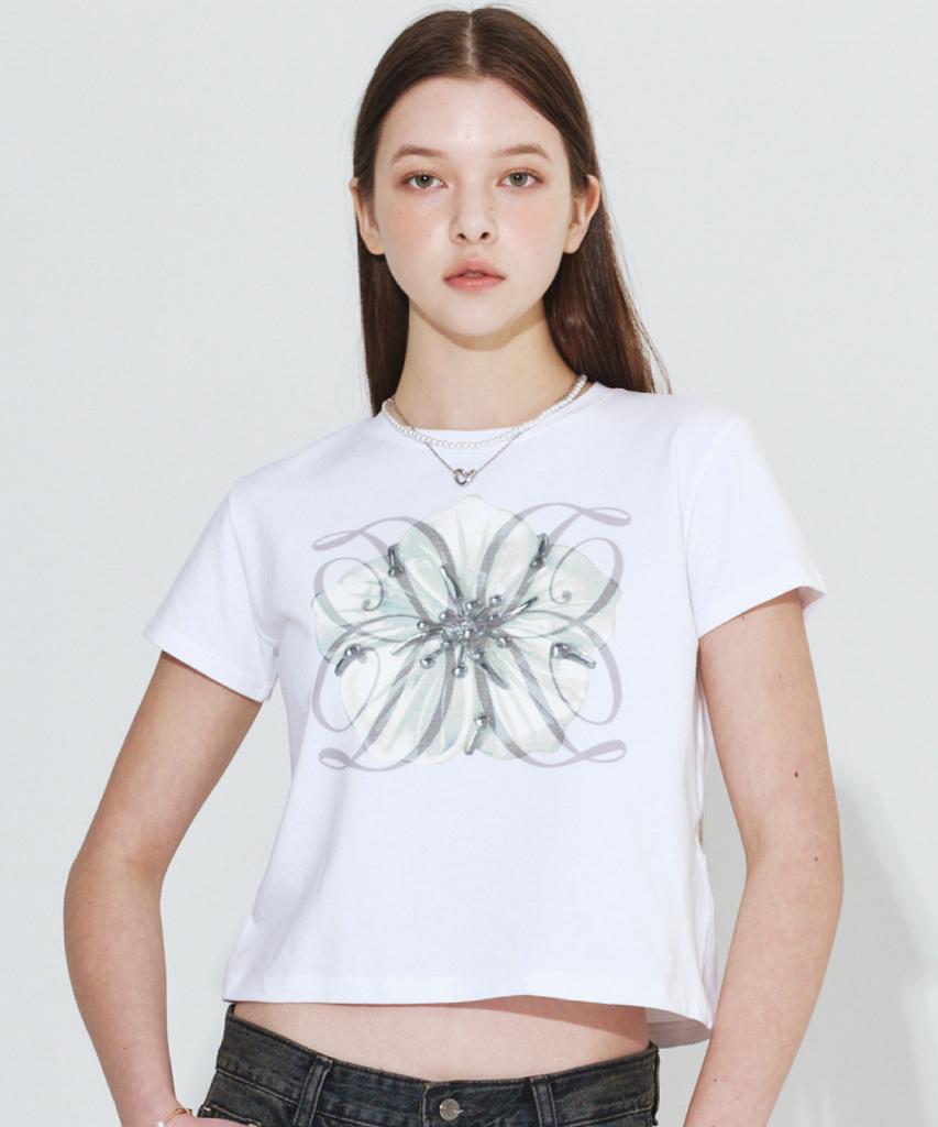 Damiswi Flower D Logo T-Shirt_White