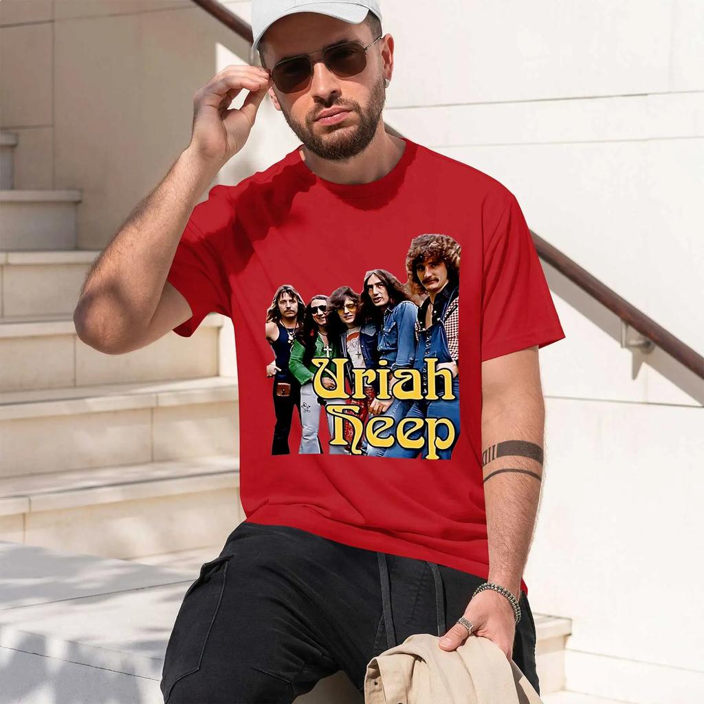 Uriah Heep 2026 New Fashion Heavyweight Hot Selling Retro Printed Pattern Fun Round Neck Tshirt For Daily Comfort