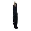 Sexy Bodycon Maxi Dress for Women V Neck Long Sleeve Mesh Sequin Dress Ruffle Side Split Wedding Guest Cocktail Party Dress