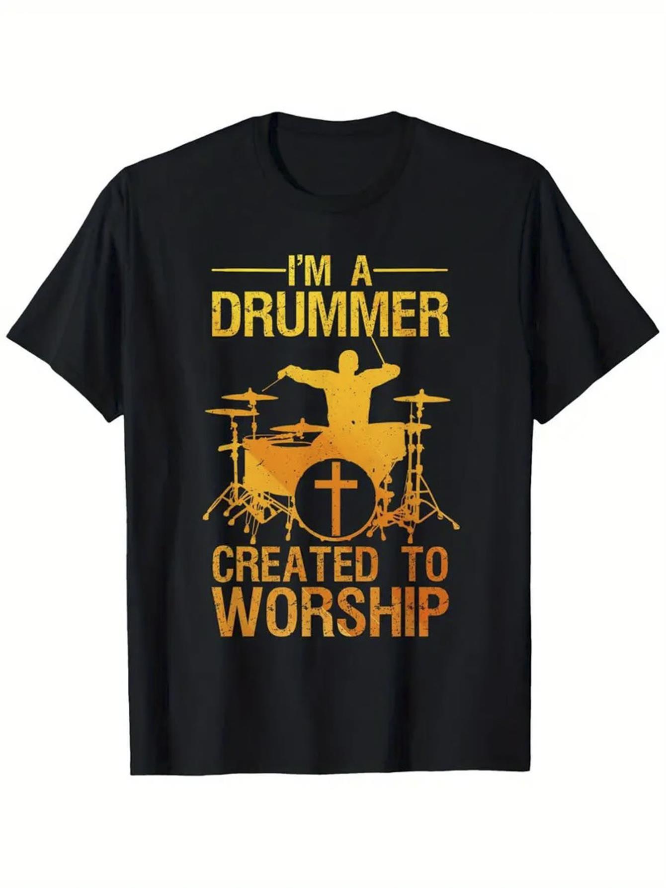 Humorous Christian Drummer TShirt for Worship Bands  IM a Drummer Made to Praise  Heavy Machinery Design  COMFORTABLE Black M