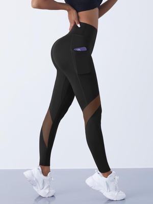 High-Waisted Mesh Patchwork Yoga Leggings - Hip-Lifting, Slimming, Nine-Point Sport Pants