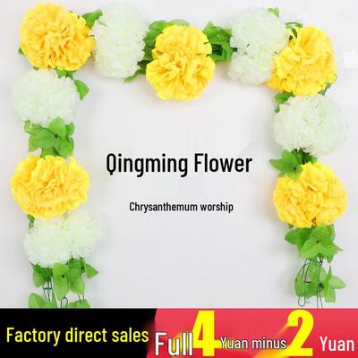Artificial Chrysanthemum Vines for Cemetery and Memorial Decor - Silk and Plastic Hanging Floral Decoration