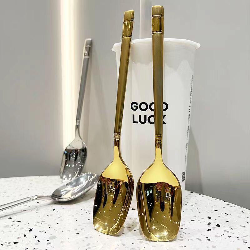 

Изысканная высококачественная длинная суповая ложка в корейском стиле для дома и студентов Natural Color Spoon