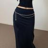 Vintage Schlank Strick Maxi Rock Frauen Casual Einfarbig Hohe Taille Split Paket Hüfte Röcke Frühling Elegante High Street Dame kleidung