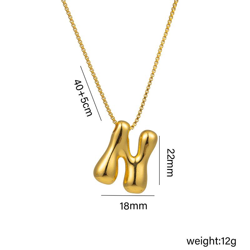 Creative A-Z Balloon Bubble Letter Pendant Neckalce for Women Gold Plated Chunky Initial Necklaces Jewelry Birthday Gift