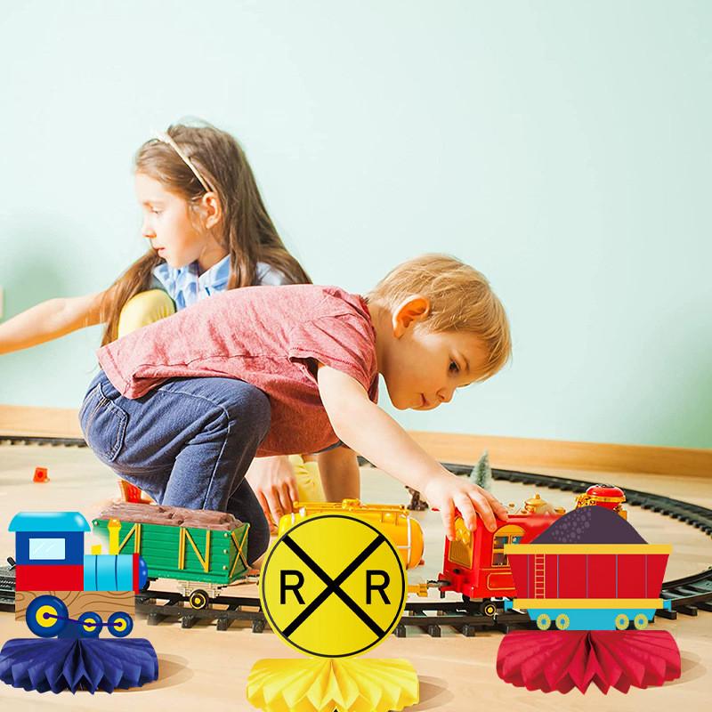 Birthday Train Kids Theme Honeycomb Ball Prop For Party Venue Decoration Table