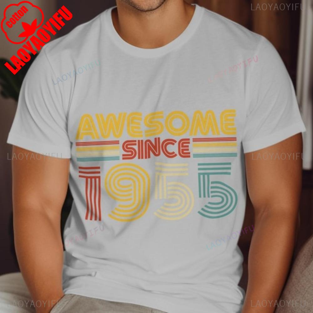 Awesome Since 1955 Year Classic Printed Tshirt Tops  Personalised Birthday Gift Retro Tee Unisex Cotton Colorful Design TShirt