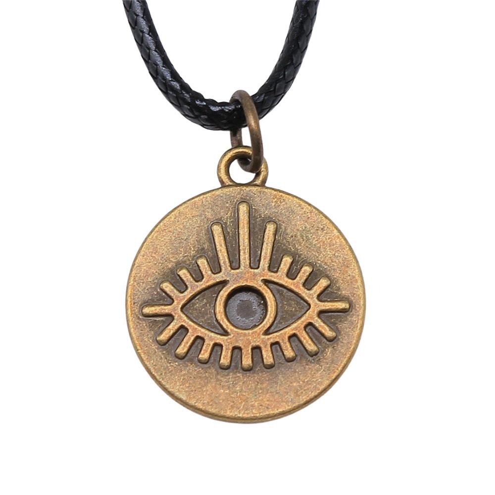 Hamsa Hand Evil Eye Pendant Necklace Spiritual Protection Boho Jewelry With 45cm Leather Chain