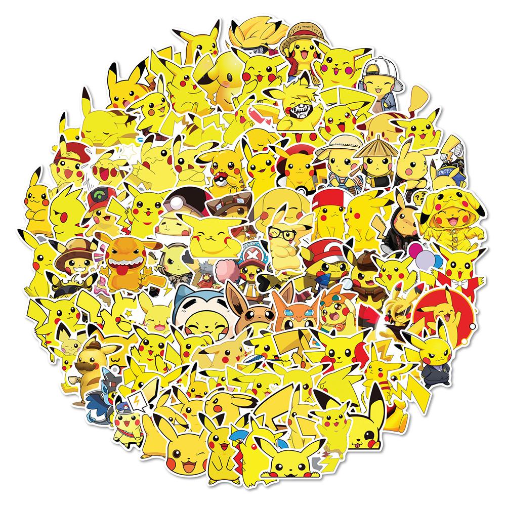 10 30 50 100Pcs Cute Pikachu Anime Stickers Diy Car Motorcycle Travel Luggage Guitar Fridge Laptop Graffiti Fun Sticker