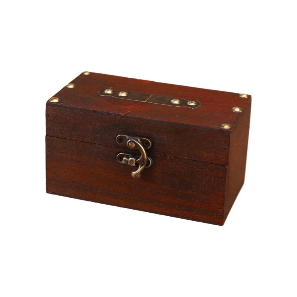 Vintage Jewelry Storage Box with a Lock Retro Style Desktop Organizer Collection Gift Box Home Use