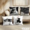 Couple Cats Cushion Cover Soft Short Plush Pillow Cover Smooth Cozy Texture Aesthetic Cushion Case Home Decor