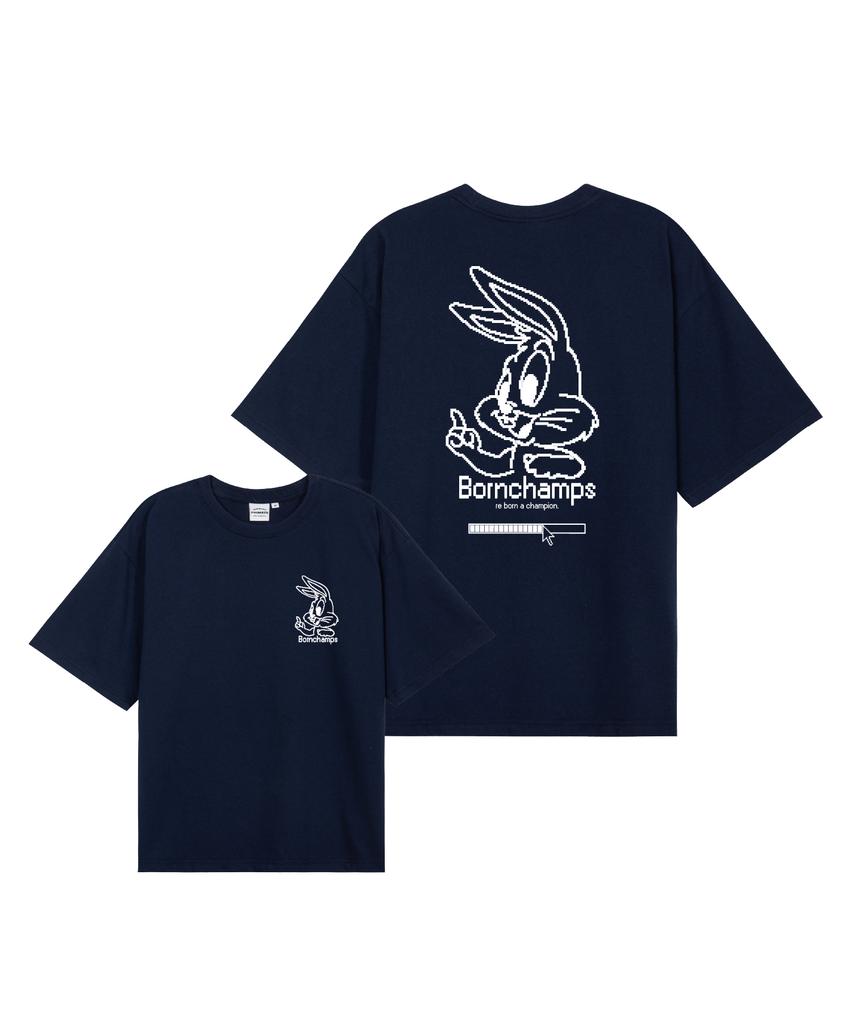 BORN CHAMPS [11 Colors] Pixel Bunny Oversized Short Sleeve T-Shirt B25St41 (B Type)