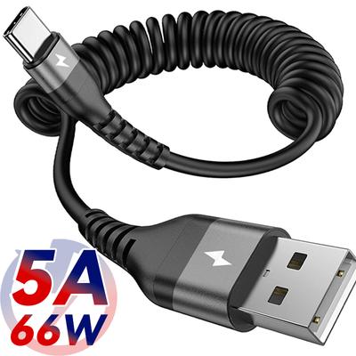 Einziehbarer USB-C-Kabel 5A Schnelllader Datenkabel Auto Feder Typ C Spiralkabel für Universal Android Zug Teleskop USB-Kabel