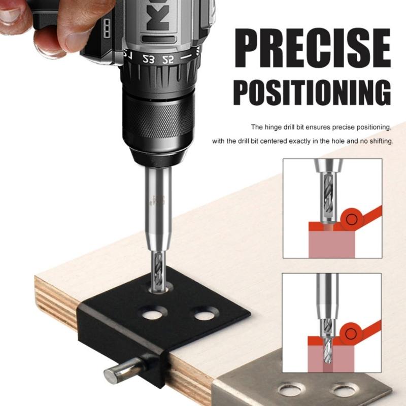 7Pcs Professional Woodworking Centering Hinge Drill Bit Set Change Door Cabinet Window Hole Puncher Jig Guide