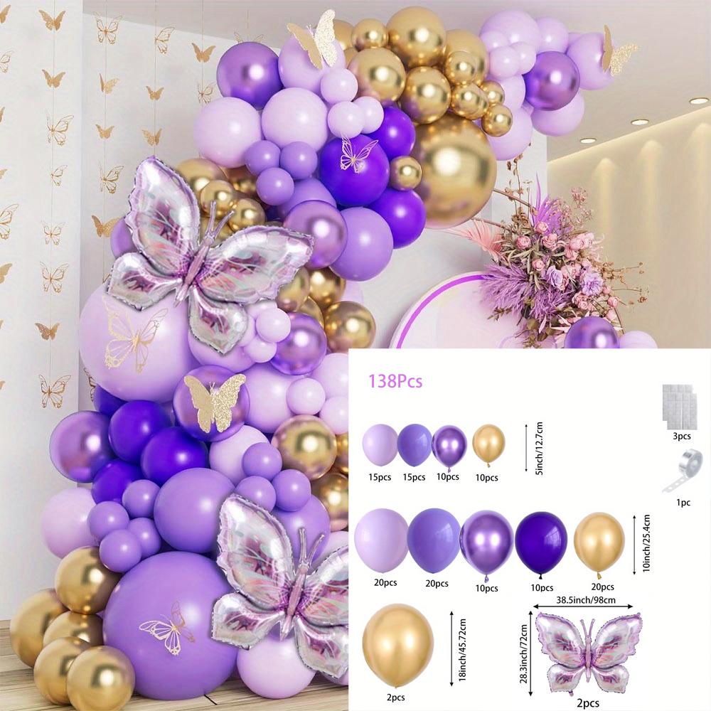 

138pcs Purple Butterfly Themed Balloon Set Used for Birthdays Graduation Ceremonies Singles Parties Weddings Summer Decorations Other