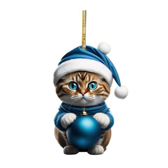 

Рождественский кот Украшение Рождественской елки Подвесной рюкзак Брелок Акриловый праздничный аксессуар для 1