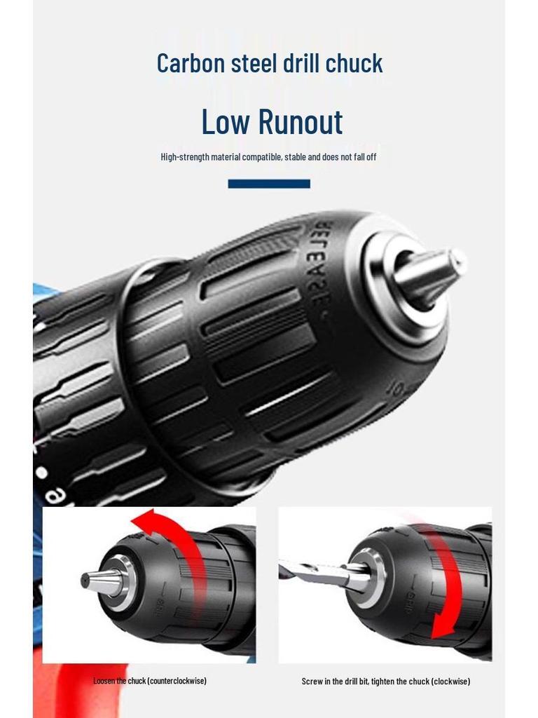 Dongcheng Brushless Rechargeable Lithium Drill: Electric Drill, Screwdriver, Impact Drill, Wrench, and Flashlight.