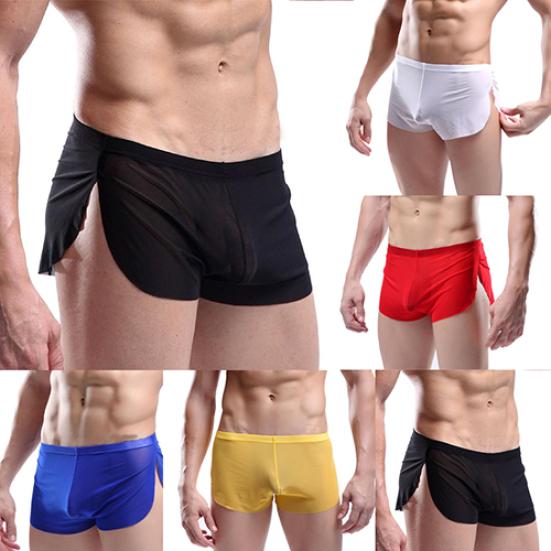 Mode homme confortable Transparent Sexy short de sport Boxer slips sous-vêtements