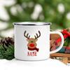Personalized Mug Custom Deer with Name Cup Christmas Party Drink Hot Cocoa Juice Cups Handle Enamel Mugs Xmas Best Gift for Kids