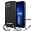 Karl Lagerfeld Klhcp13Lpmk Iphone 13 Pro / 13 6,1 Twarde Etui Czarny/Czarne Teksturowane Skórą I Łańcuszek