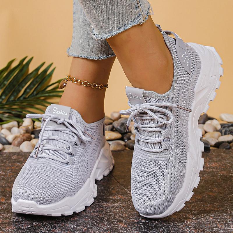 Fashion Fashion Knitted White Sneakers for Women Summer Mesh Breathable Platform Sports Shoes Woman Thick Bottom Non Slip Running Shoes