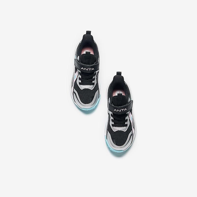 Anta Kids Trendy Versatile Non-Slip Durable Low-Top Running Shoes Kids sneaker Black Silver A22449937-2